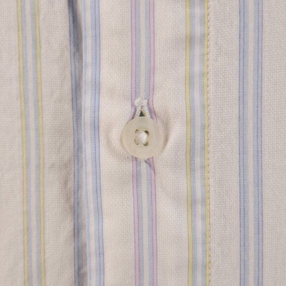 Robert Graham Blue Yellow Pastel Striped Medium Long Sleeve Button Up Embroidery - Picture 8 of 16